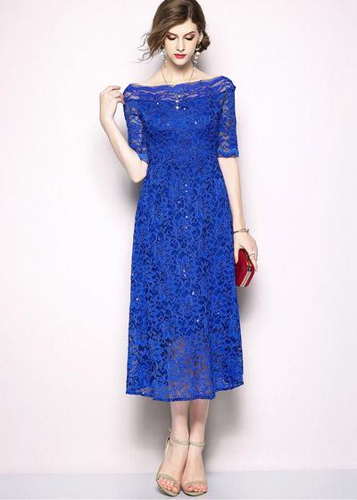 Vestido Renda Midi Ombro a Ombro
