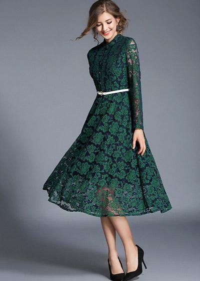 Vestido Midi Renda Floral para Casamento