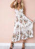 Vestido Midi Estampado com Babado