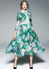 Vestido de Festa Longo Estampado com Renda