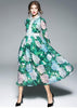 Vestido de Festa Longo Estampado com Renda