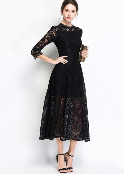 Vestido Evasê Midi Renda para Festa