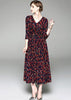 Vestido Midi Evasê Estampado com Cinto