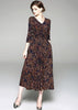 Vestido Midi Evasê Estampado com Cinto