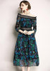 Vestido Ombro a Ombro Estampado com Renda