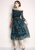 Vestido Ombro a Ombro Estampado com Renda