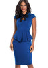 Vestido Peplum com Gola Laço