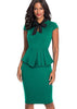 Vestido Peplum com Gola Laço