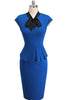 Vestido Peplum com Gola Laço