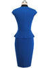 Vestido Peplum com Gola Laço