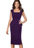Vestido Peplum Midi com Decote Quadrado