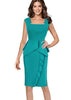 Vestido Peplum Midi com Decote Quadrado