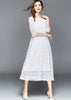 Vestido Midi Tule Bordado com Renda