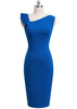 Vestido Tubinho Decote Assimetrico com Babado