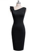 Vestido Tubinho Decote Assimetrico com Babado