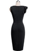 Vestido Tubinho Decote Assimetrico com Babado