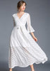 Vestido Renda Midi Manga Flare