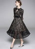 Vestido Renda Midi Manga Longa Decote Gota