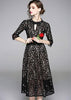 Vestido Renda Midi Manga Longa Decote Gota