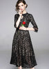 Vestido Renda Midi Manga Longa Decote Gota