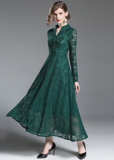 Vestido Renda Guipir Midi Festa Com Botões