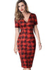Vestido Tubinho Estampado Decote v nas Costas