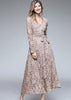 Vestido Midi Renda Guipir com Amarração na Cintura