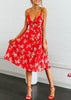 Vestido Evasê Midi Estampado Amarração Busto
