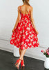 Vestido Evasê Midi Estampado Amarração Busto