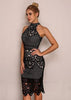 Vestido Midi Justo Renda Guipir