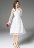 Vestido Renda Midi Branco com Bordado