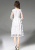 Vestido Renda Midi Branco com Bordado