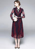 Vestido Evase Midi Renda Decote Laço