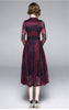 Vestido Evase Midi Renda Decote Laço