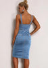 Vestido Jeans Midi Justo Com Botões na Frente