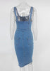 Vestido Jeans Midi Justo Com Botões na Frente