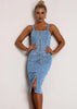Vestido Jeans Midi Justo Com Botões na Frente