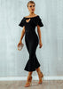 Vestido com Babado Ombro a Ombro Alta Qualidade