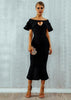 Vestido com Babado Ombro a Ombro Alta Qualidade