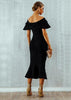 Vestido com Babado Ombro a Ombro Alta Qualidade