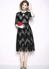 Vestido Renda Guipir Midi Preto Decote Gota