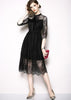 Vestido Midi Renda Clássico Gola Laço