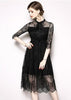 Vestido Midi Renda Clássico Gola Laço