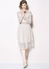 vestido midi renda off white manga longa festa