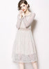 vestido midi renda off white manga longa festa