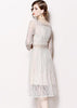 vestido midi renda off white manga longa festa