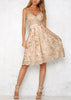Vestido Midi Festa Bordado Dourado