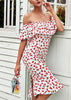 Vestido Midi Estampado com Babado Ombro a Ombro