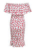 Vestido Midi Estampado com Babado Ombro a Ombro