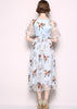 Vestido Midi Evase Tule Bordado Floral para Festa